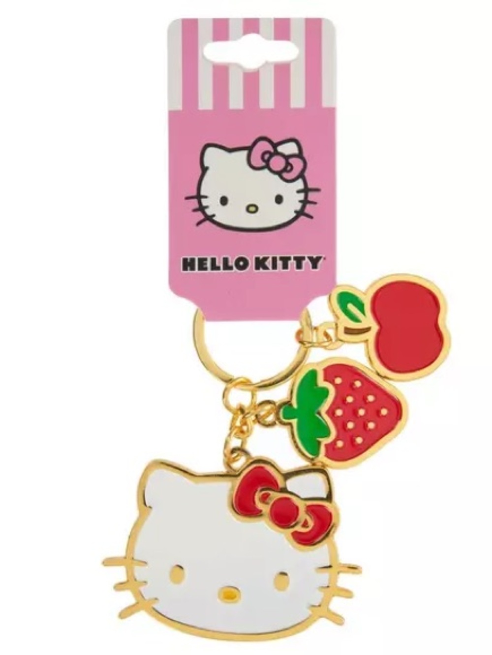 Hello Kitty by Sanrio NWT Strawberry & Apple Gold Keychain